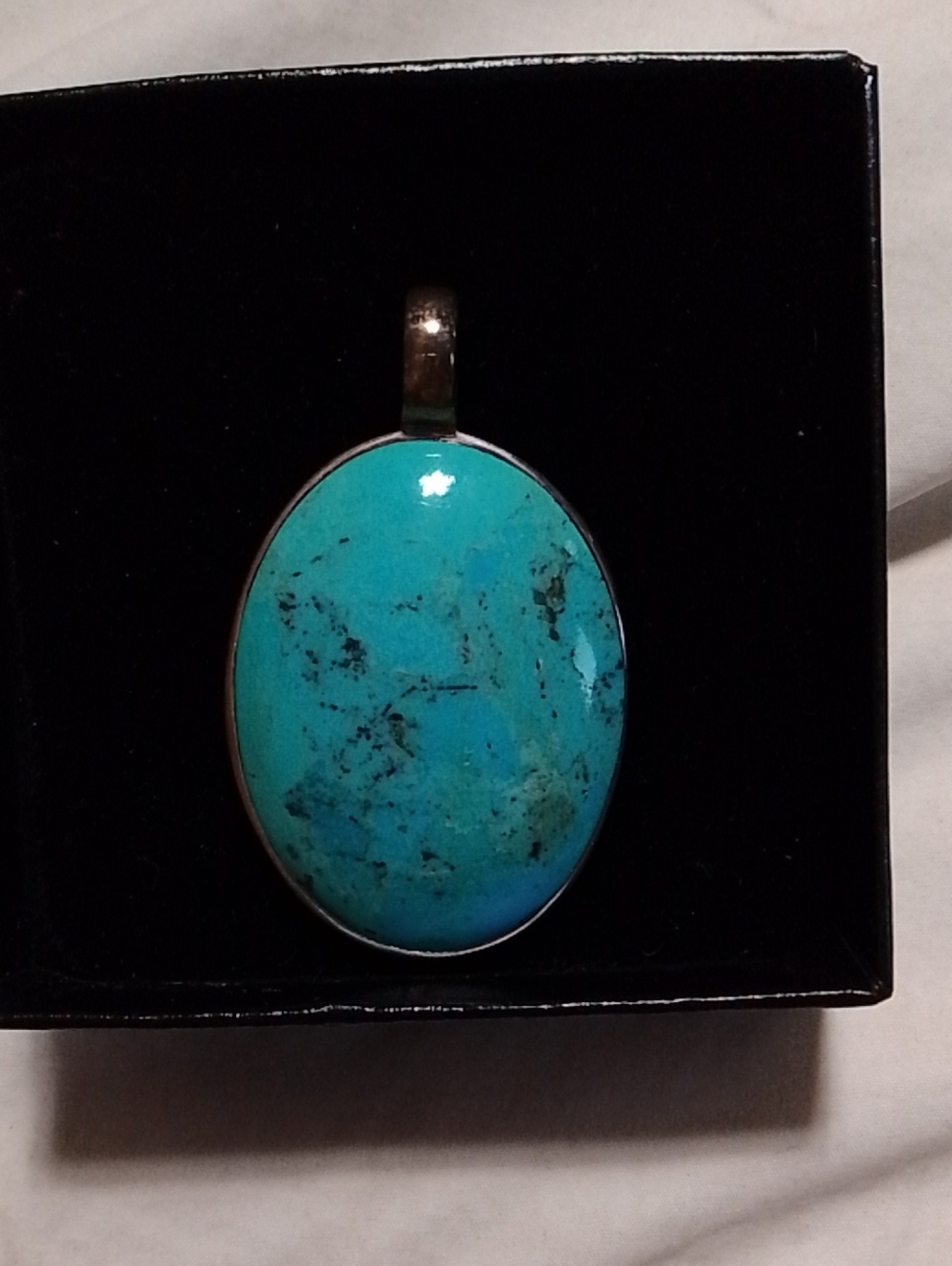 Turquoise Oval Pendant Necklace - Blue Stone Drop